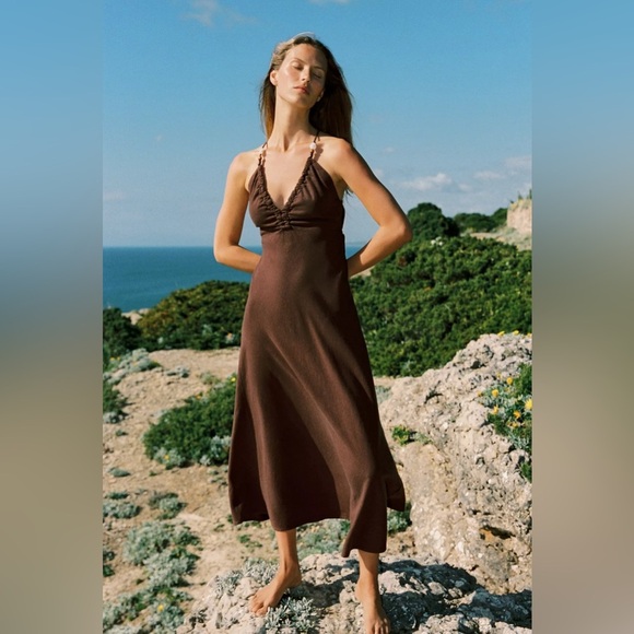 🔥🔥Zara Beaded Linen midi Dress - Picture 1 of 6